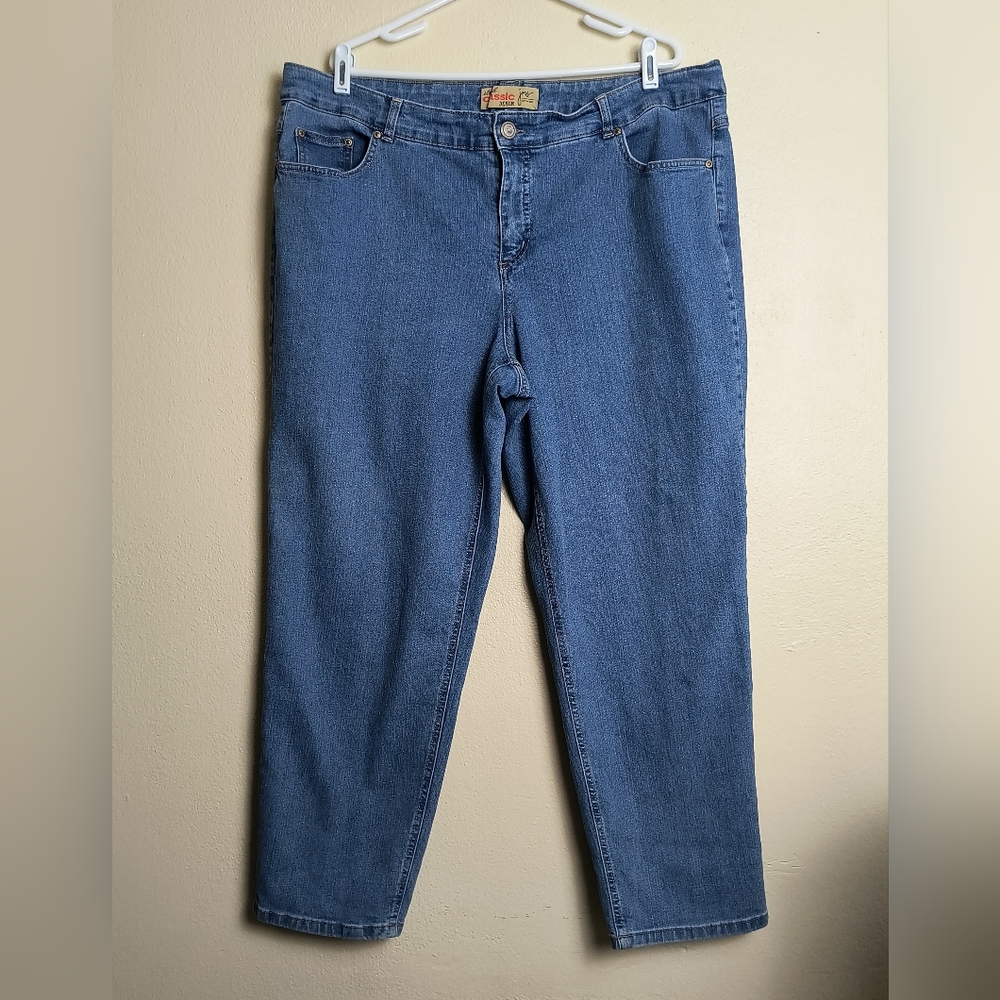 Jms Stretch Classic Denim Women's Straight Leg Jeans - Blue 22W Short